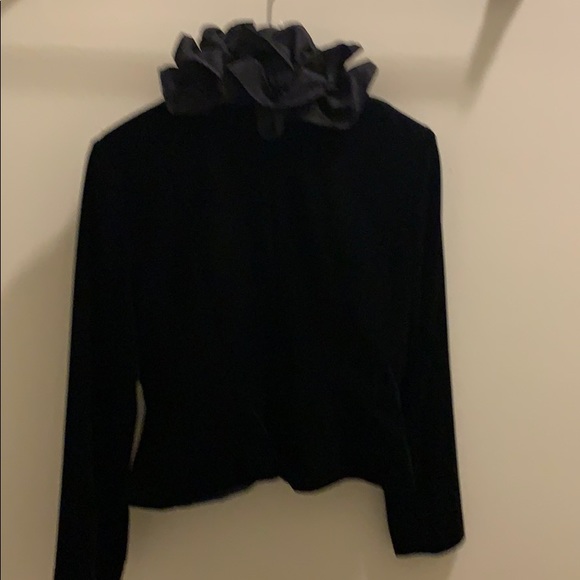 For a Holiday Party! Black Velvet & Taffeta Blouse - Picture 4 of 5